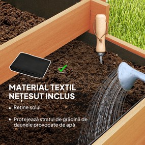 Outsunny Jardinieră cu 3 Niveluri și Grilaj pentru Plante Cățărătoare, Straturi Ridicate din Lemn, 95x95x110cm, Natural | Aosom Romania