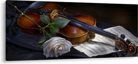 Tablou - Trandafiri și vioară (120x50 cm)
