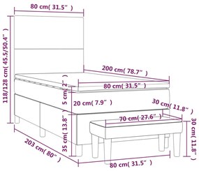 Pat box spring cu saltea, gri inchis, 80x200 cm, textil Morke gra, 80 x 200 cm, Design simplu