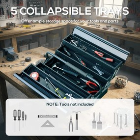 DURHAND Cutie de unelte Caseta de unelte Montaj Cufăr de unelte gol economisire spațiu cu 5 rafturi pliante stabil Oțel (SPCC) Verde închis 45 x 20 x 34,5 cm | Aosom Romania