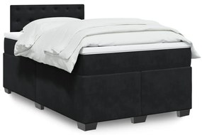 vidaXL Pat box spring cu saltea, negru, 120x190 cm, catifea