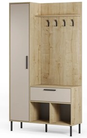 Set pentru hol crem/în culoare naturală cu aspect de lemn de stejar 108x195x35 cm Heidy – Marckeric