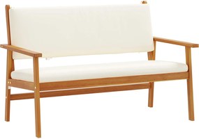 vidaXL Bancă de grădină cu pernă Alb crem Lemn Solid de Acacia