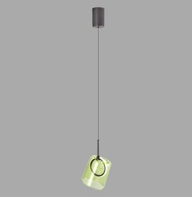 Pendul modern LED 3000K, inaltime reglabila, sticla, verde, Zula