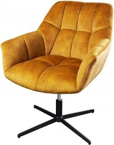 Fotoliu pivotant cu inaltime reglabila Papillon, catifea galben mustar
