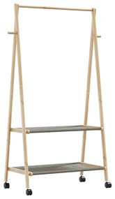 vidaXL Suport pentru haine cu rafturi și roți 96x45,5x155,5 cm bambus