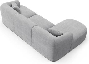 Colțar gri deschis cu tapițerie din catifea reiată (cu colț pe partea stângă/cu șezlong) Campi – Cosmopolitan Design