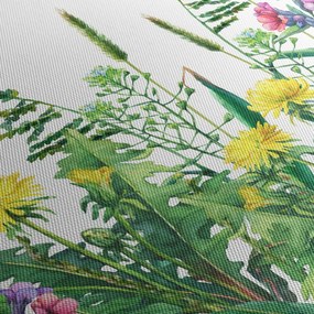 Tablou - Flori de pajiște pictate (cu ceas) (90x30 cm)
