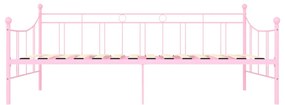 Cadru pat de zi, roz, 90 x 200 cm, metal Roz, 90 x 200 cm