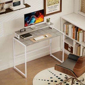 HOMCOM Masă Pliabilă Economisitoare de Spațiu cu Suport Detasabil pentru Monitor, 100x48x87,5 cm, Masă Portabilă pentru Birou, Casă și Studio, Culoare Lemn | Aosom Romania