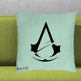 Perna Personalizata Assassin's Creed Minimalist, 40x40 cm, Verde Menta, Husa Detasabila, Perna Inclusa, BEKZ®