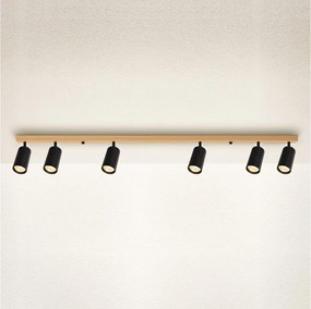 Brilagi - Plafonieră cu spoturi SELE 6xGU10/30W/230V negru/decor stejar
