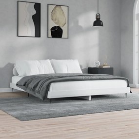 832215 vidaXL Cadru de pat, alb extralucios, 200x200 cm, lemn prelucrat