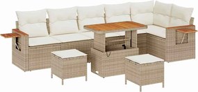 vidaXL Set de canapele pentru grădină cu pernă 9 pcs Bej și crem