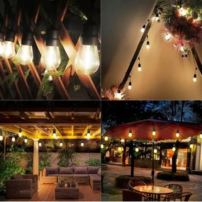Ghirlandă decorativă LED pentru exterior 15xE27/1W/230V 15,94 m IP44 neagră