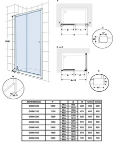 Usa sticla dus culisanta Gala Step New formata din 2 elemente, 100x195 cm 1000x1950 mm