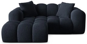 Colțar albastru închis cu tapițerie din chenille (cu colț pe partea stângă/cu șezlong) Treno – Cosmopolitan Design