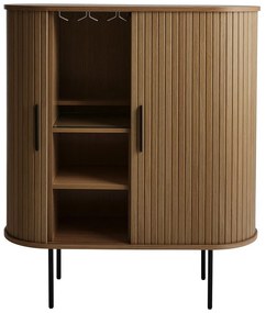 Dulap vinotecă maro cu aspect de lemn de stejar cu ușă glisantă 100x118x40 cm Nola – Unique Furniture
