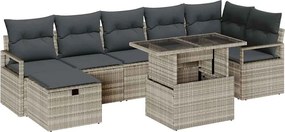 vidaXL Set de canapele pentru grădină 8 pcs Gri deschis Rattan poli