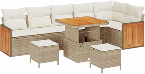 vidaXL Set de canapele pentru grădină cu pernă 9 pcs Bej și crem