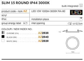 Spot LED pentru baie incastrat IP44 Slim 15 round 3000K alb