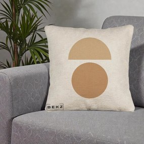 Perna Decorativa Geometric Minimalist Auriu, 40x40 cm, Bej Canapea, Husa Detasabila, Perna Inclusa, BEKZ®