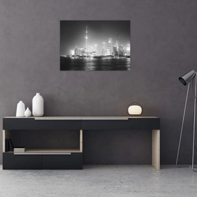 Tablou pe sticlă cu zgârăie nori moderene (70x50 cm)