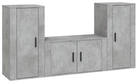 3188530 vidaXL Set dulapuri TV, 3 piese, gri beton, lemn prelucrat
