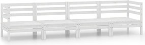 vidaXL Set mobilier de grădină, 4 piese, alb, lemn masiv de pin
