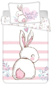 Lenjerie de pat pentru copii albă-roz din bumbac pentru pătuț 100x135 cm Bunny "Sweet" – Jerry Fabrics