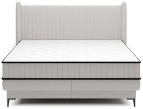 Pat matrimonial 140 cm Dalmo 140 (cu somieră) (cu sp. depozitare) (gri + negru). 1099664