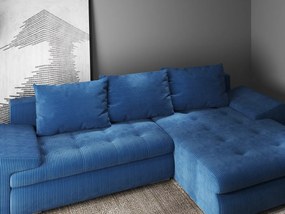 Colțar extensibil dumonde cu ladă de depozitare si sezut confortabil din spuma high-density, Leonardo Zoom Albastru 260x185 cm II