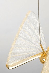 Lustra cu 5 pendule LED design modern Fluture 5 auriu