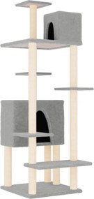 vidaXL Ansamblu de pisici, stâlpi din funie sisal, gri deschis, 154 cm
