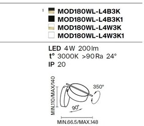 Aplica LED ambientala reglabila design modern minimalist Nuance negru