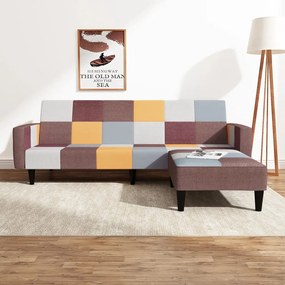 3080660 vidaXL Canapea pat cu 2 locuri, cu taburet, multicolor, textil
