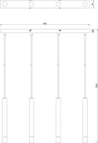 Zuma Line P241125804BL - Lampă suspendată VELIC cu cablu, 4xG9/5W/230V, negru