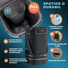 Geantă de cumpărături pe roți EASY, 50L, negru Jurhan