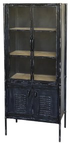 Dulap din metal, cu usi de sticla, aspect vintage