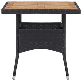 Set mobilier gradina, 3 piese, negru, poliratan si lemn acacia negru si maro, 3