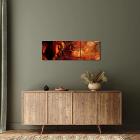 Tablou - Buddha în nuanțe roșii (cu ceas) (90x30 cm)