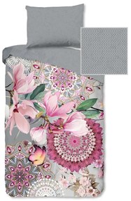 Lenjerie de pat roz/gri din flanelă 140x200 cm – HIP