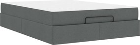 vidaXL Cadru de pat cu saltea cu saltea 2 pcs Gri Scurt țesătură