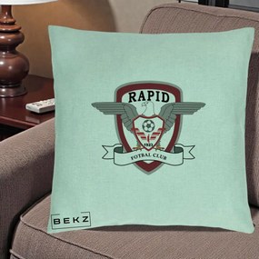 Perna Personalizata Rapid Fotbal Club 1923, 40x40 cm, Verde Menta, Husa Detasabila, Perna Inclusa, BEKZ®