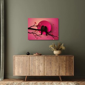 Tablou pe sticlă - Păsări îndrăgostite (70x50 cm)