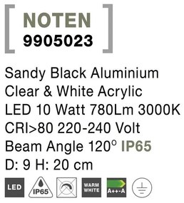 Stalp LED pentru iluminat exterior IP65 NOTEN H-20cm NVL-9905023