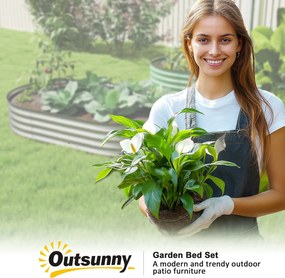 Outsunny Set de 2 jardiniere înălțate din oțel galvanizat kit paturi de grădină margine cauciuc 152 x 91 x 30 cm argintiu | Aosom Romania