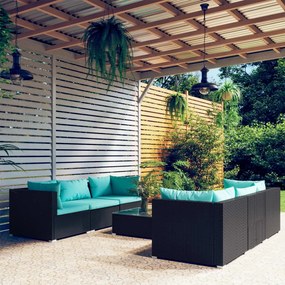 3101497 vidaXL Set mobilier de grădină cu perne, 7 piese, negru, poliratan