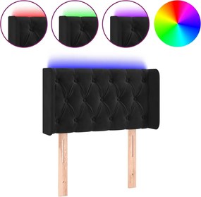 vidaXL Tăblie de pat cu LED, negru, 83x16x78/88 cm, catifea