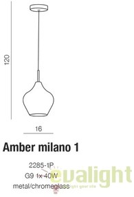 Pendul modern AMBER MILANO 1 crom